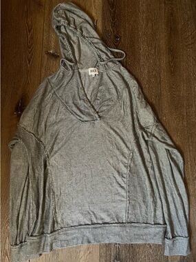 BKE Striped Gray Henley Hoodie